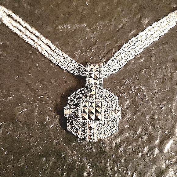 Judith Jack Jewelry - Dazzling Judith Jack SS Necklace With Fancy Marcasite Pendant